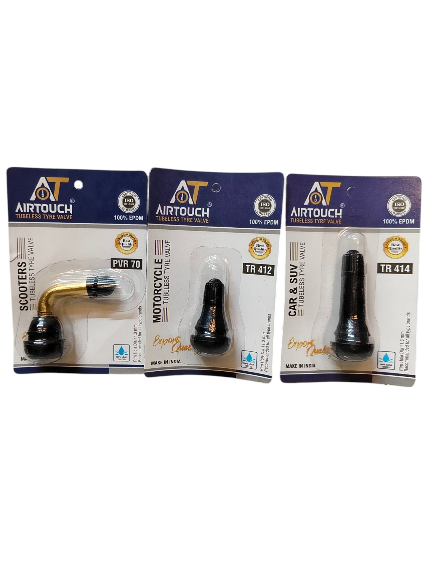 Airtouch Tubeless Tyre Valve Combo – PVR70 (5pcs) + TR412 (5pcs) + TR414 (5pcs) | Alpha Tyre Tools