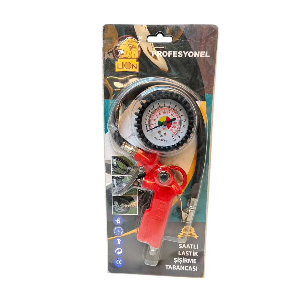 Lion Tyre Inflating Tool with Pressure Gauge – Pneumatic Tyre Inflator | Alpha Tyre Tools