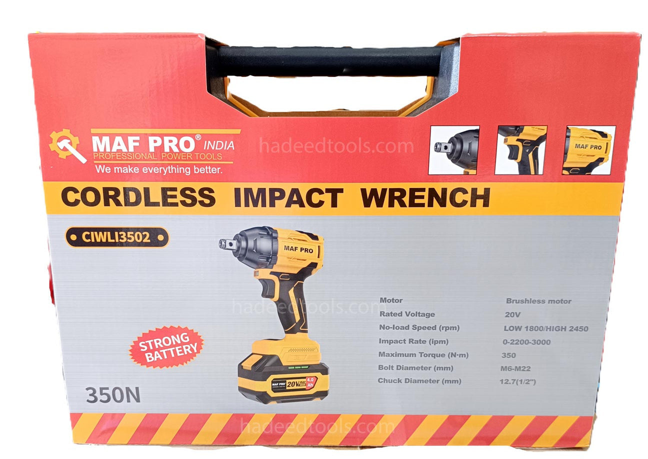 MAF PRO 1/2" Cordless Impact Wrench 20V 350Nm – 2 Batteries + Charger