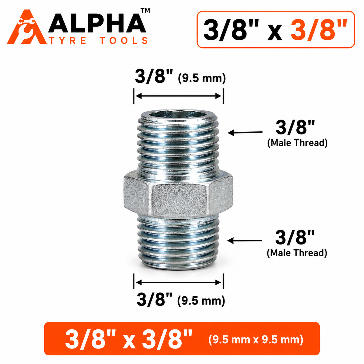 Steel Nipple Reducer 3/8X3/8 | Alpha Tyre Tools