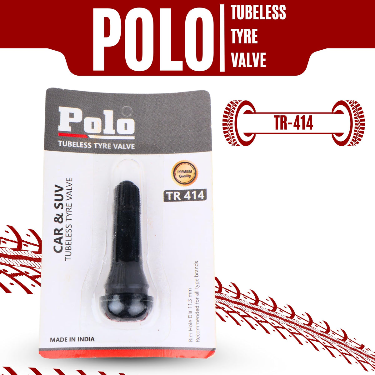 Polo TR414 Tubeless Valve – Pack of 25 | Car Tyre Valve Bulk | Alpha Tyre Tools