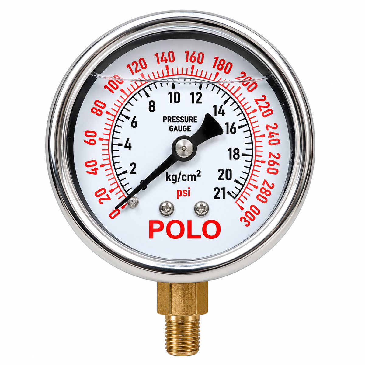 Polo Liquid Filled Tyre Pressure Gauge – 2.5 Inch 300 PSI