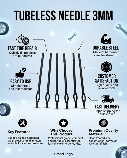 Tubeless Needle 3MM – Puncture Repair Needle Pack of 6 | Alpha Tyre Tools