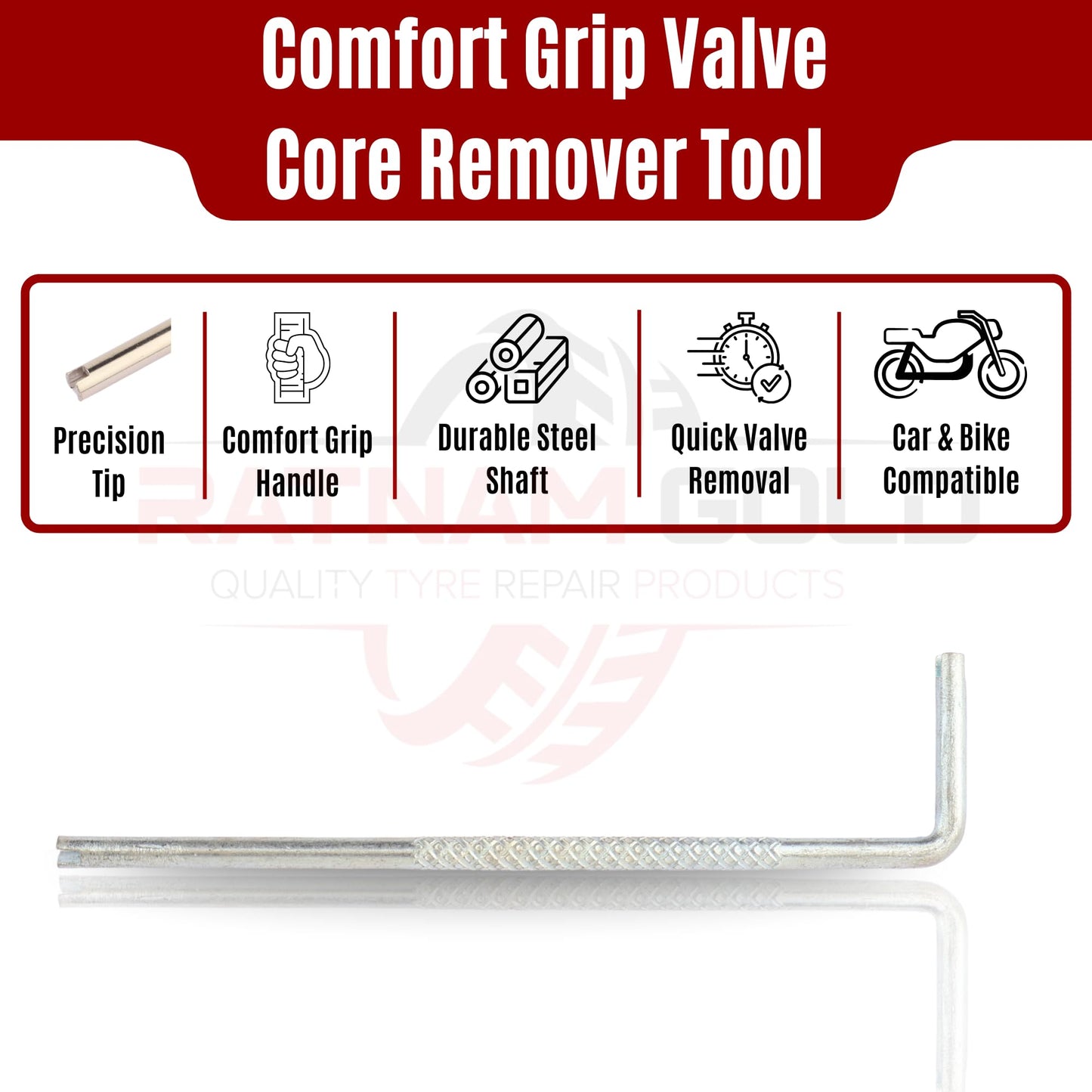 L Dia Tyre Valve Core Tool – Pack of 10 | L-Shape Valve Remover | Alpha Tyre Tools