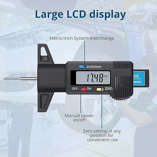 Tyre Depth Gauge – Tread Depth Measurement Tool for Car, Bike & Truck