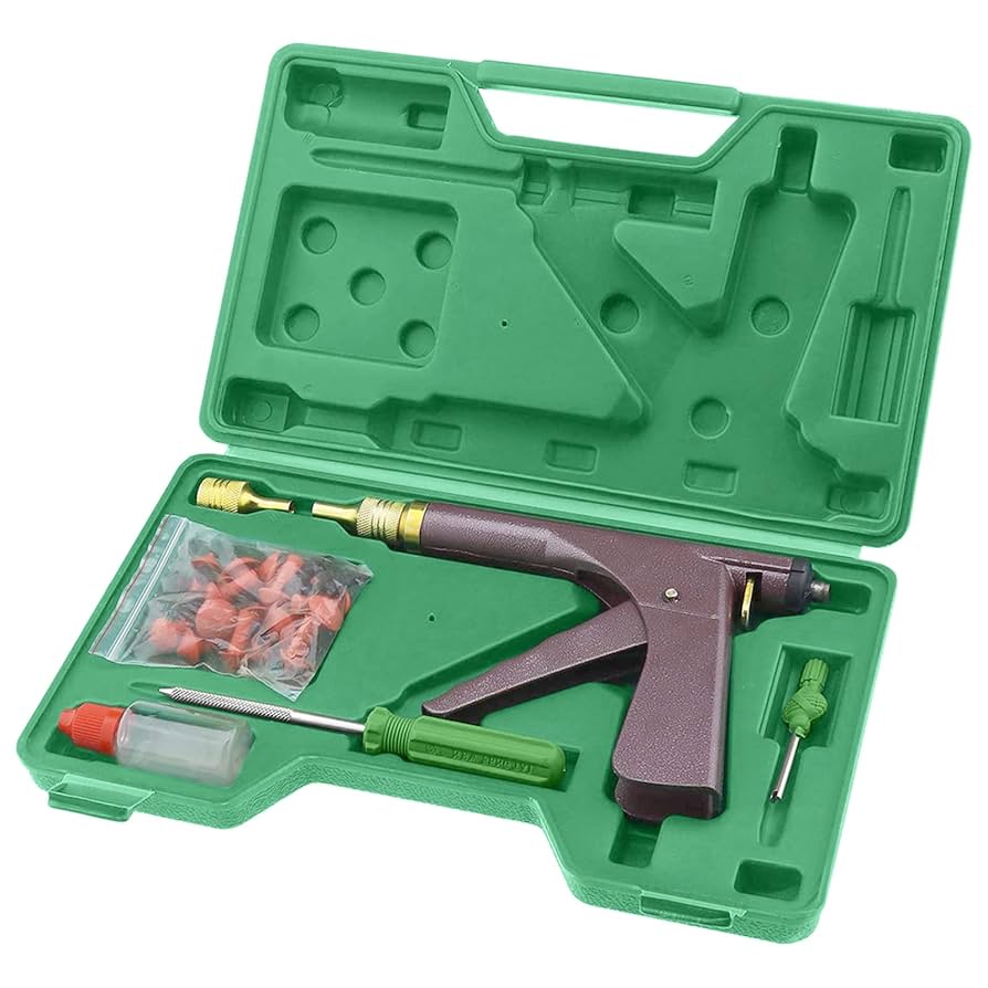 Tubeless Tyre Puncture Repair Injector Kit – With Mushroom Plugs