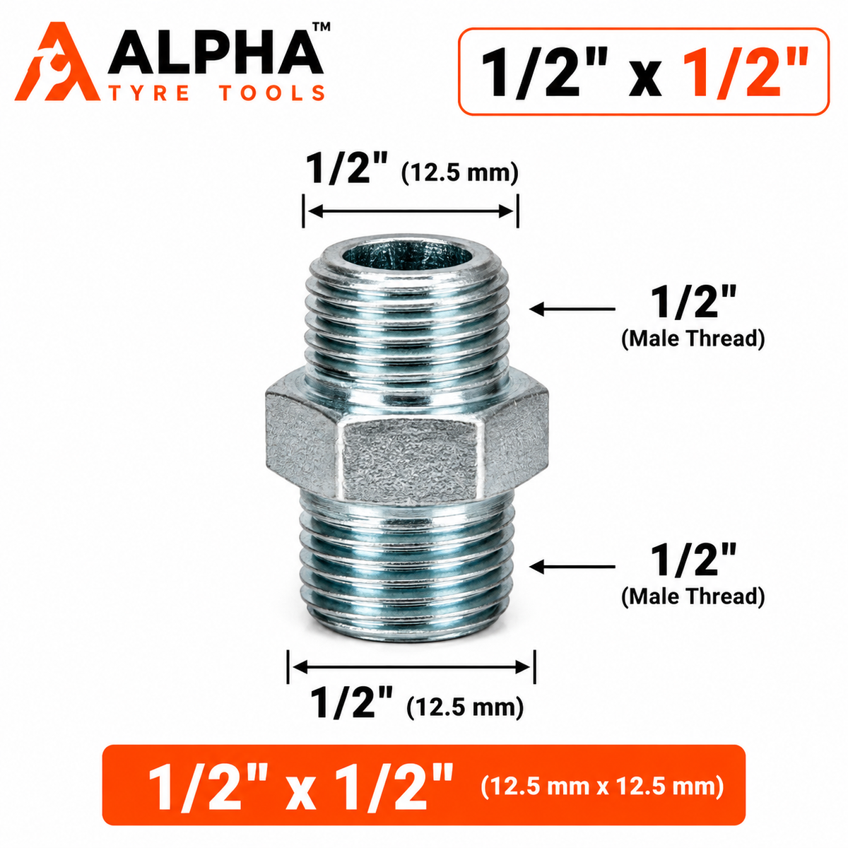 Steel Nipple Reducer 1/2X1/2 | Alpha Tyre Tools