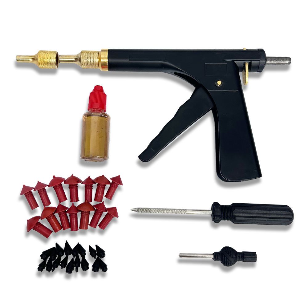 Tubeless Tyre Puncture Repair Injector Kit – With Mushroom Plugs
