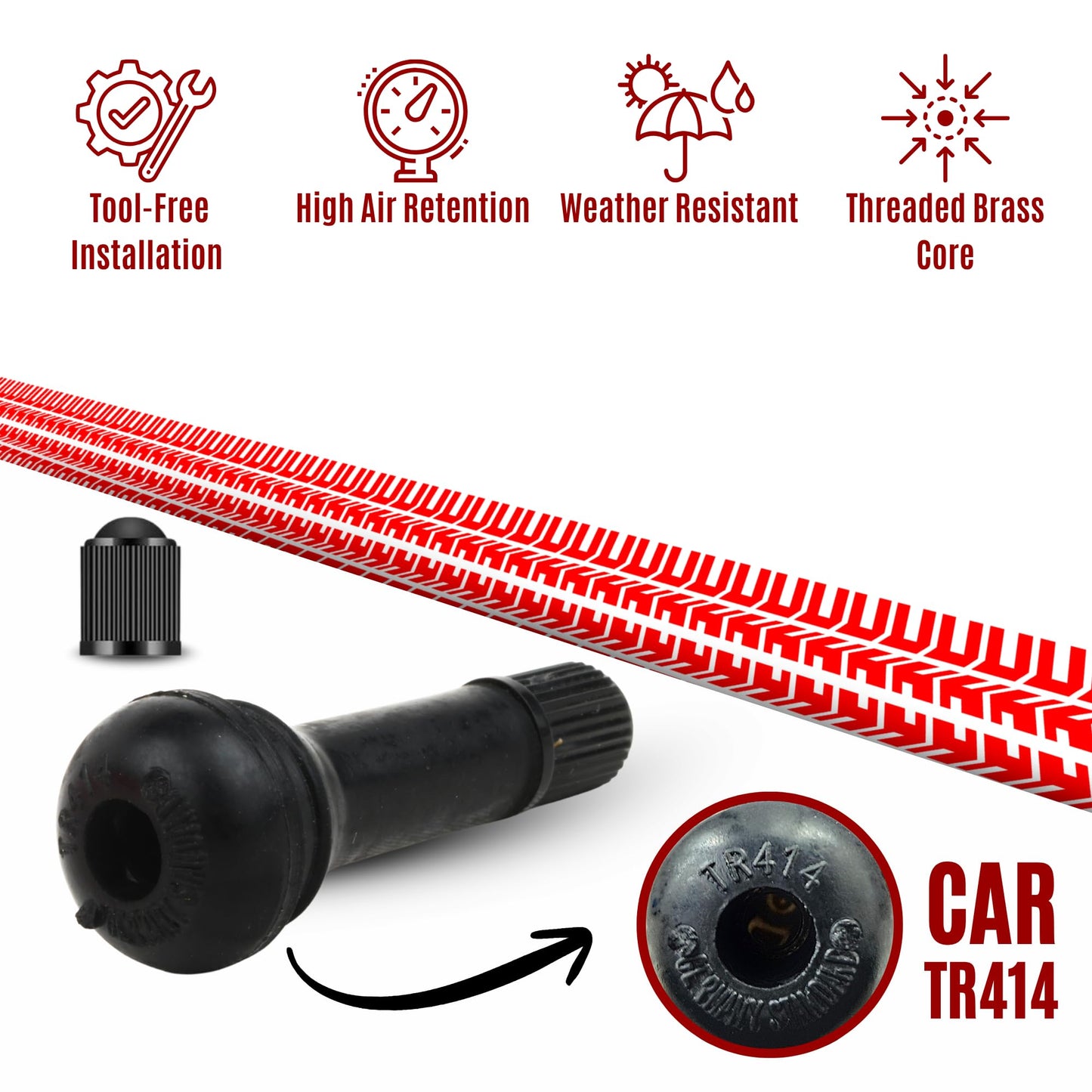 Tubeless Car Valve TR414 – Pack of 100 | Bulk Wholesale Pack