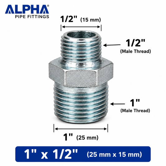Steel Nipple Reducer 1/2X1 | Alpha Tyre Tools