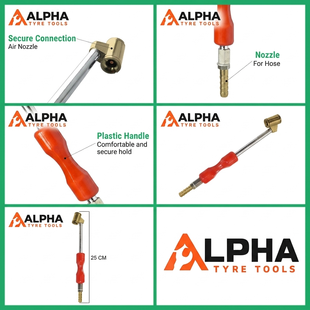Alpha TTC Dandi 7 Inch – Tyre Inflator Nozzle Rod for Air Compressor | Alpha Tyre Tools