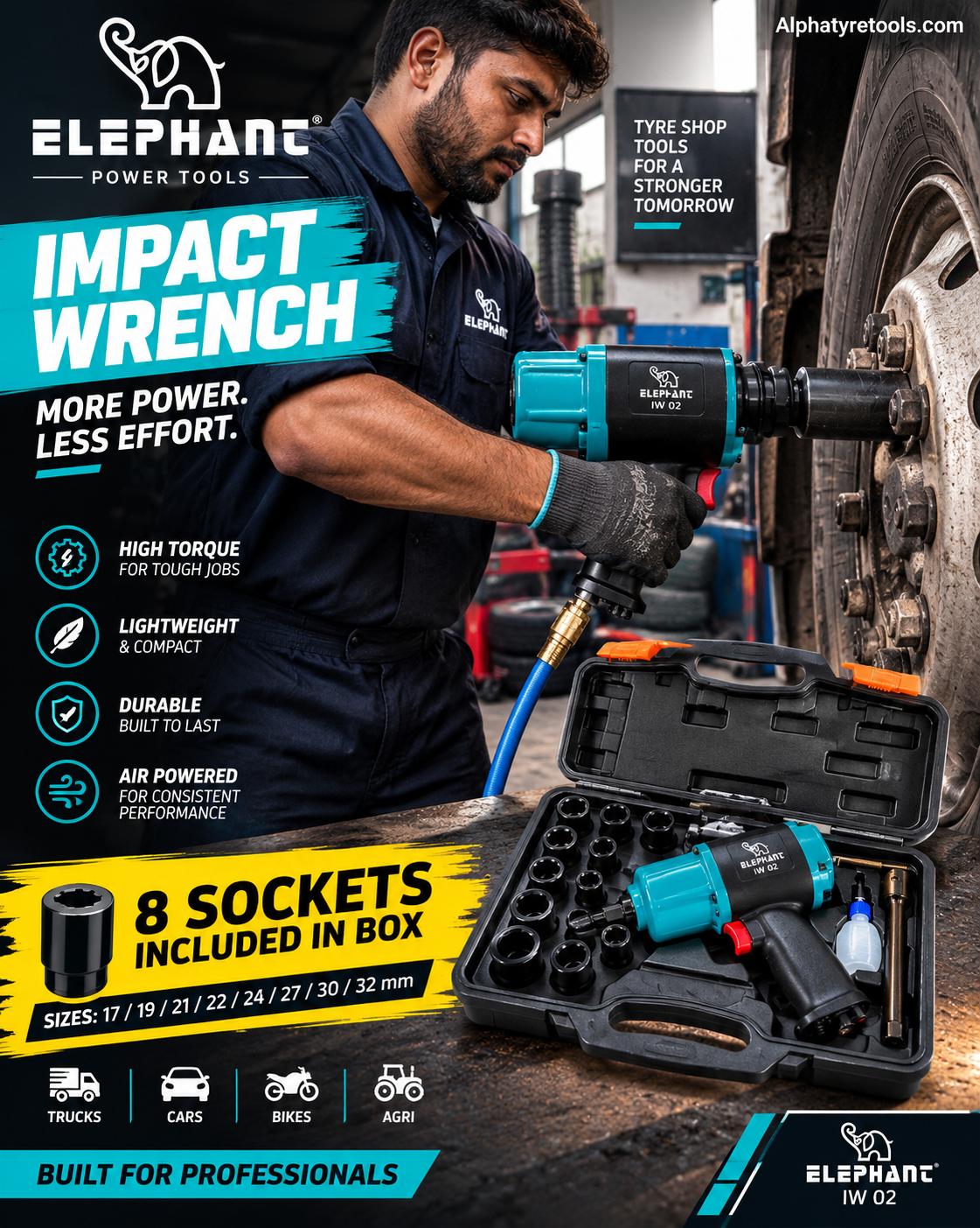 Elephant 1/2 Inch Impact Wrench IW-02 – 850Nm