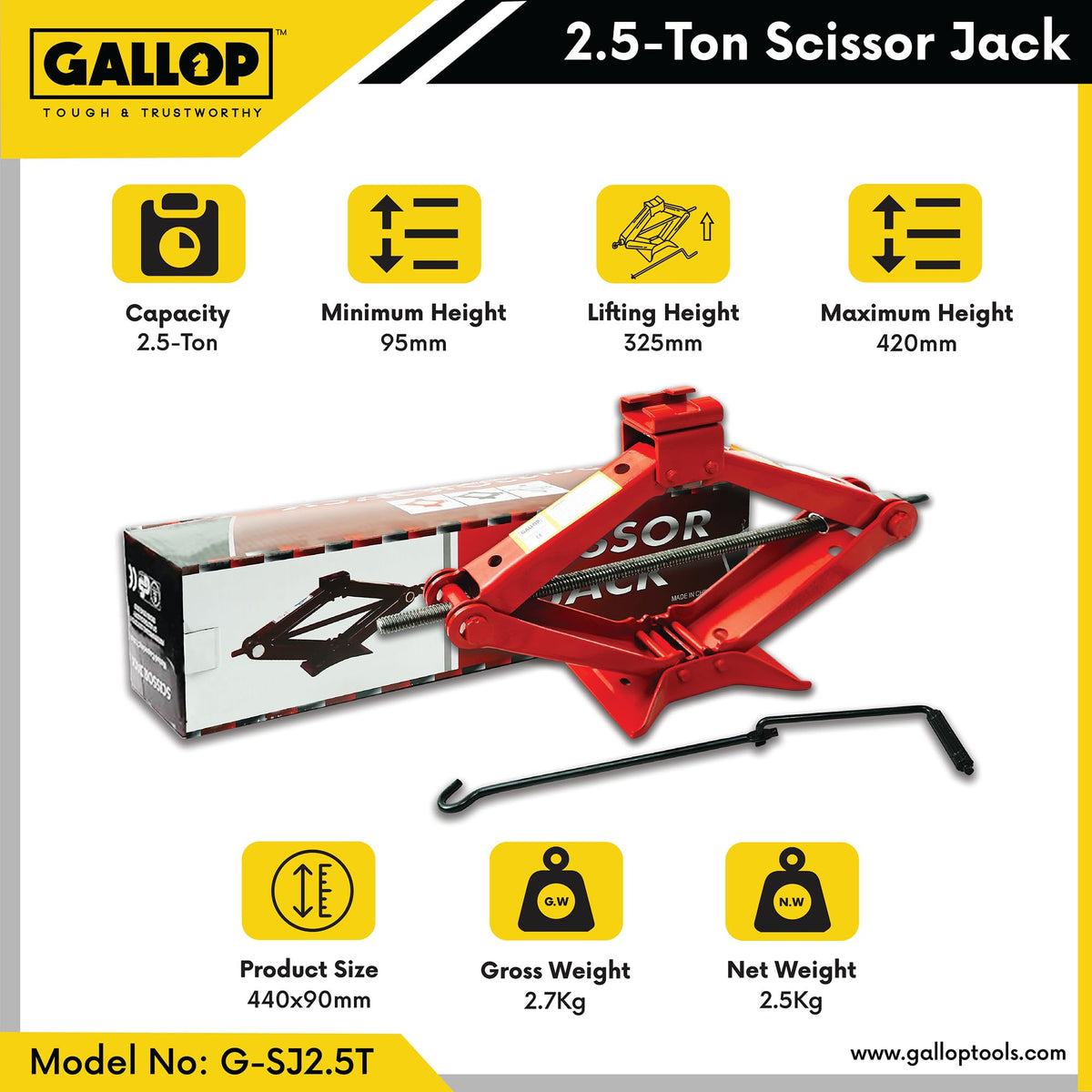 Gallop Scissor Jack 2.5 Ton – view 2 – Alpha Tyre Tools