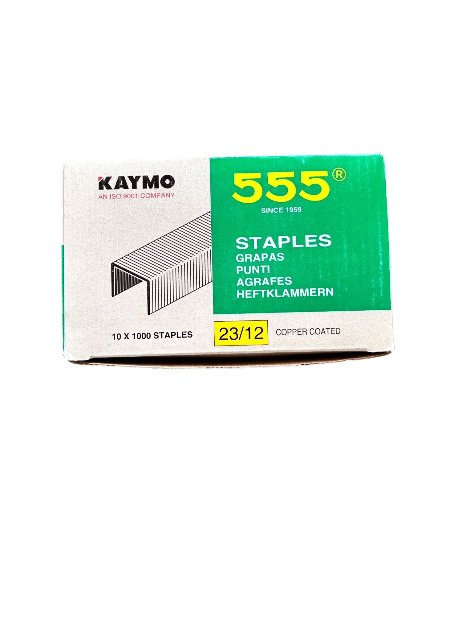 Kaymo 555 Copper Coated Stapler Pins - 23/12 Size (Pack of 10 Boxes, 1000 Pins per Box) - Tyre Remolding 