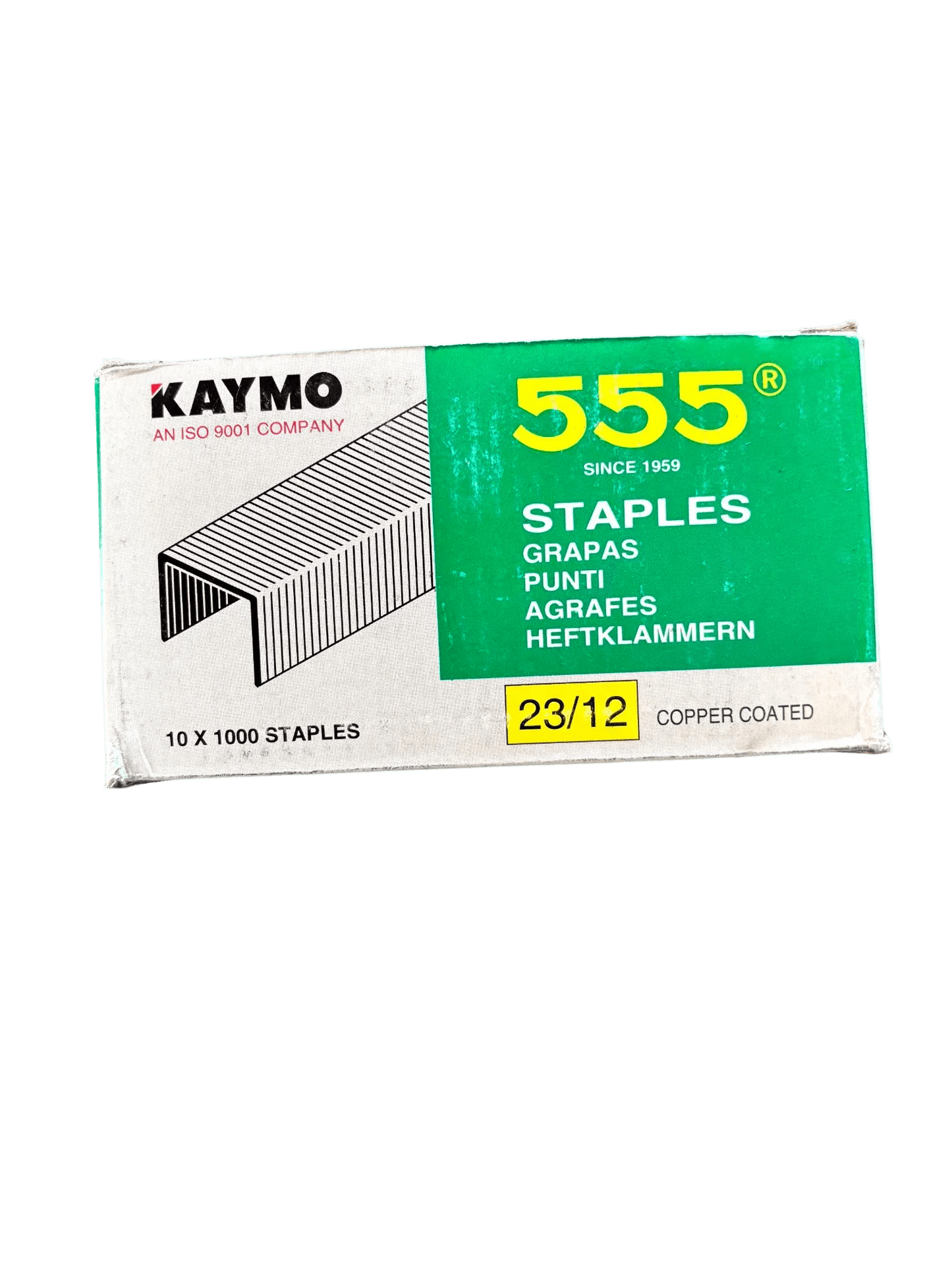 Kaymo 555 Copper Coated Stapler Pins - 23/12 Size (Pack of 10 Boxes, 1000 Pins per Box) - Tyre Remolding 