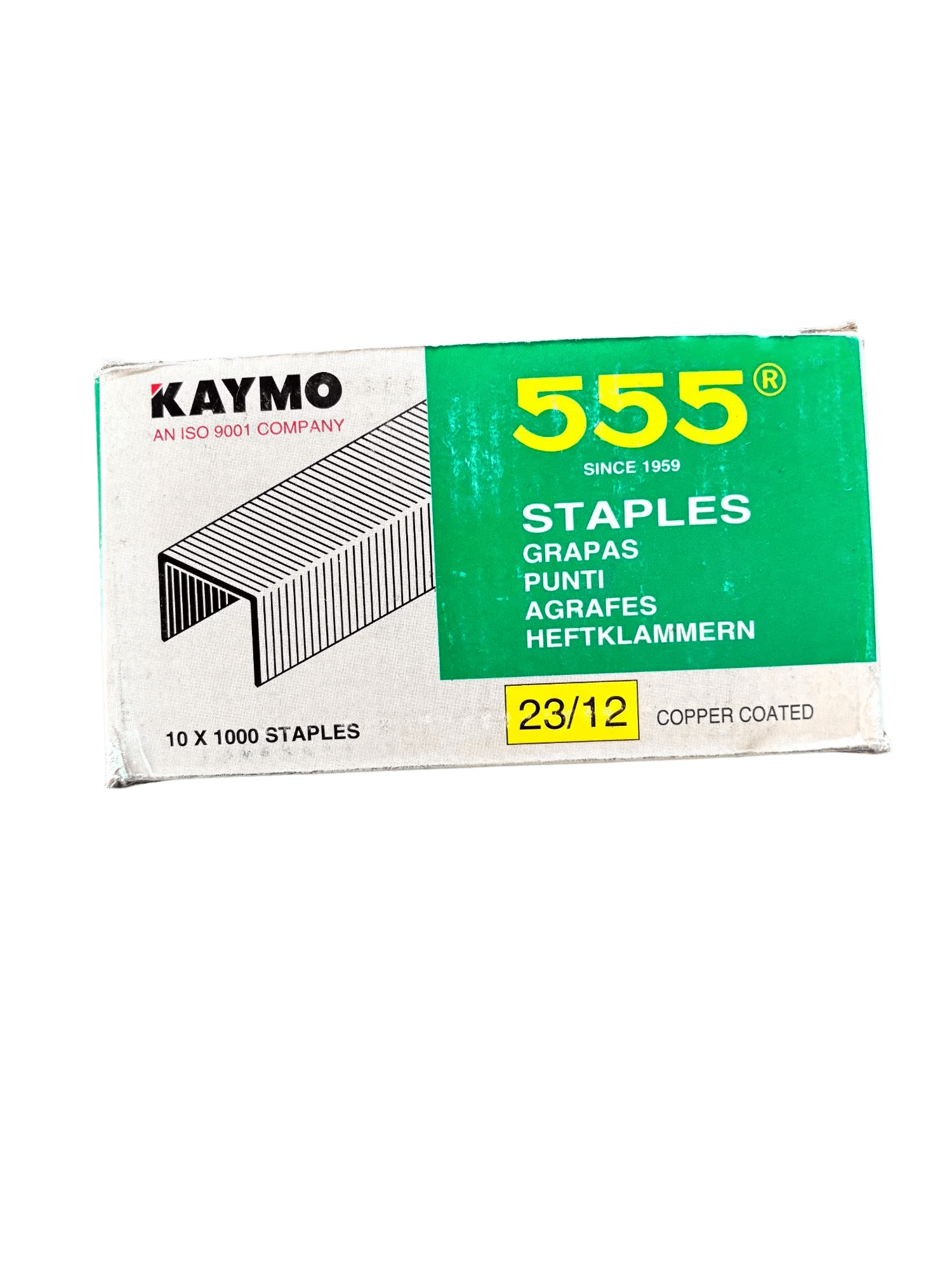 Kaymo 555 Copper Coated Stapler Pins - 23/12 Size (Pack of 10 Boxes, 1000 Pins per Box) - Tyre Remolding 