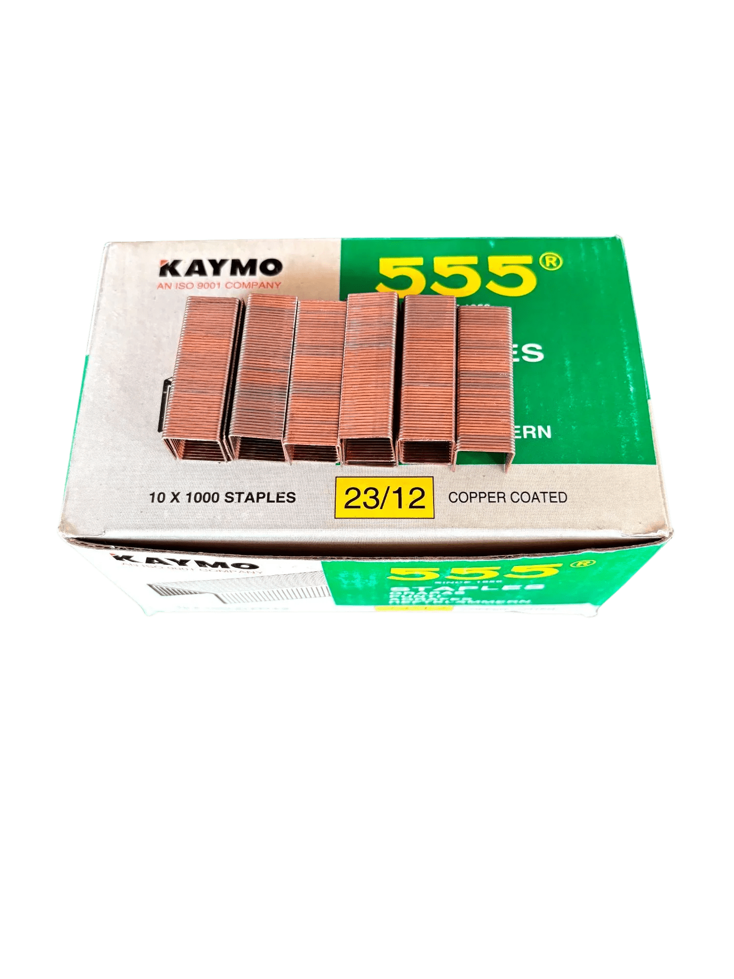 Kaymo 555 Copper Coated Stapler Pins - 23/12 Size (Pack of 10 Boxes, 1000 Pins per Box) - Tyre Remolding 
