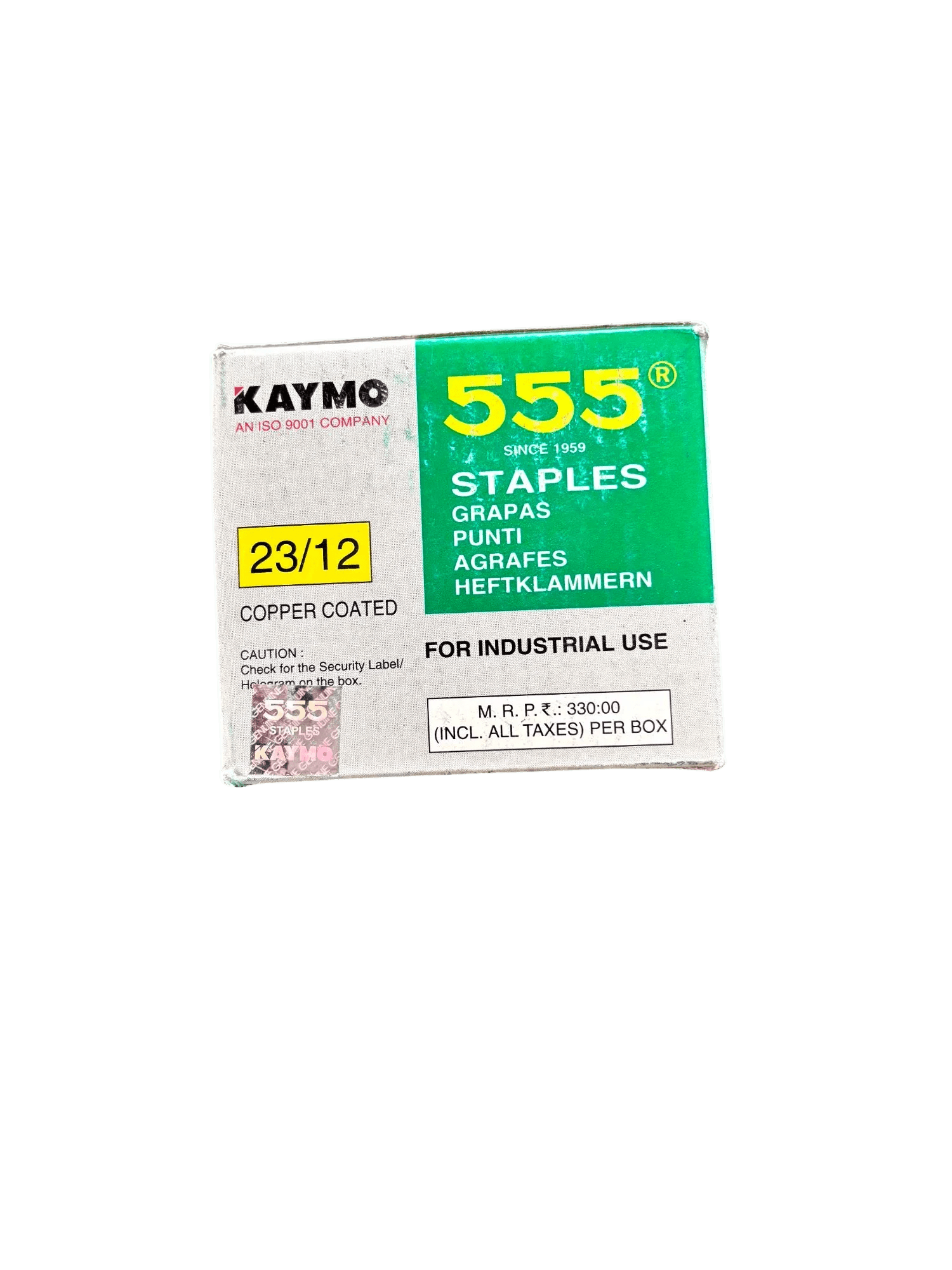 Kaymo 555 Copper Coated Stapler Pins - 23/12 Size (Pack of 10 Boxes, 1000 Pins per Box) - Tyre Remolding 