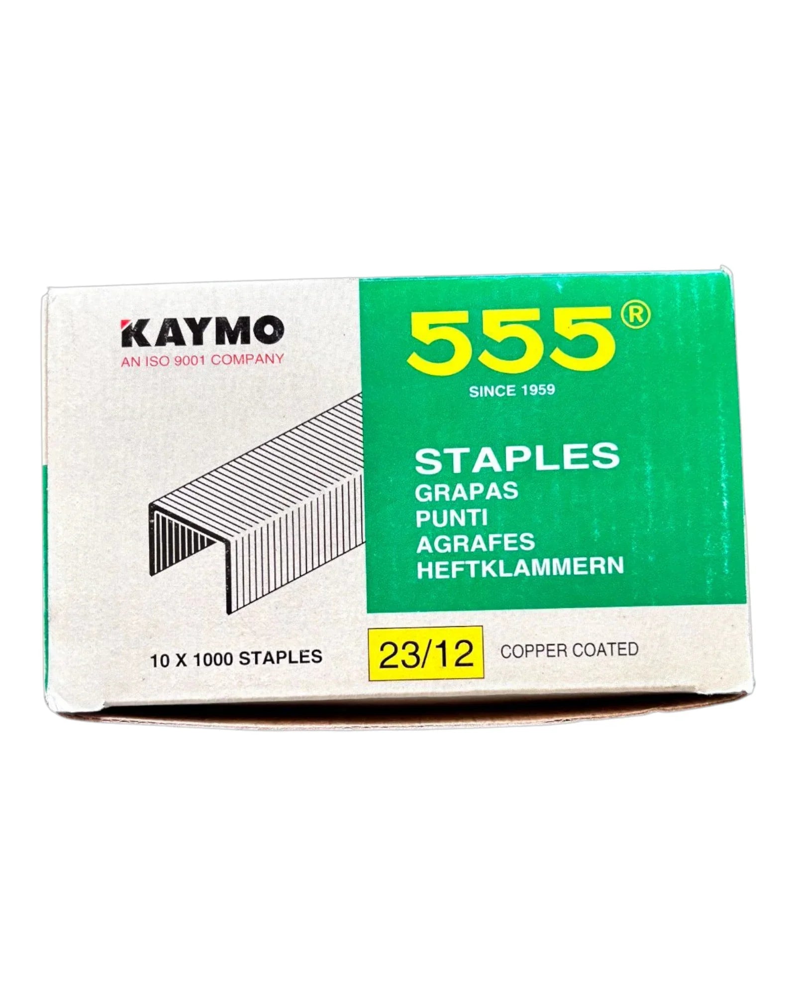 Kaymo 555 Copper Coated Stapler Pins - 23/12 Size (Pack of 10 Boxes, 1000 Pins per Box) - Tyre Remolding 