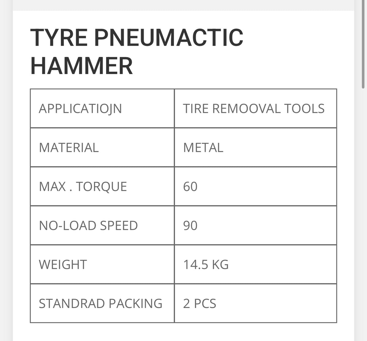Pneumatic Air Hammer Tyre Workshop Tool – Alpha Tyre Tools