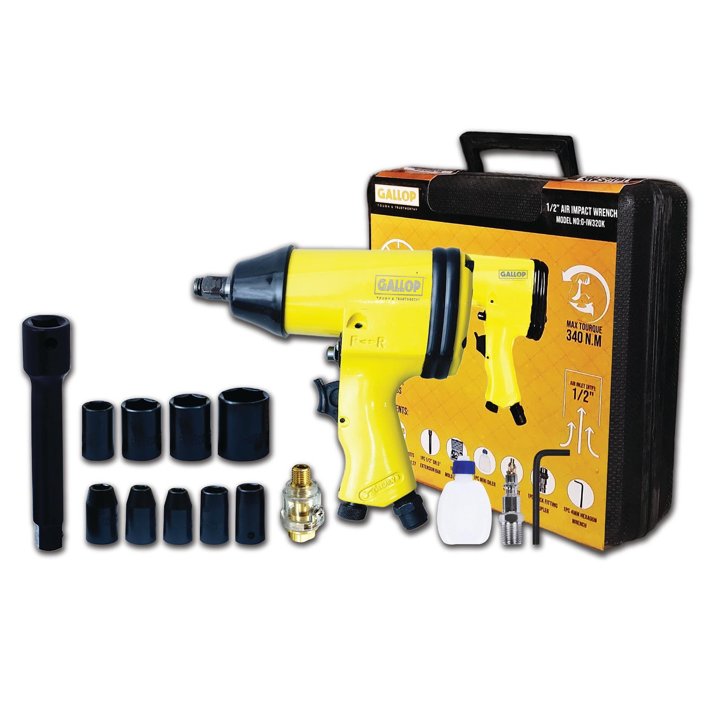 Gallop Impact Wrench 340Nm – 7000 RPM Pneumatic Impact Wrench | Alpha Tyre Tools