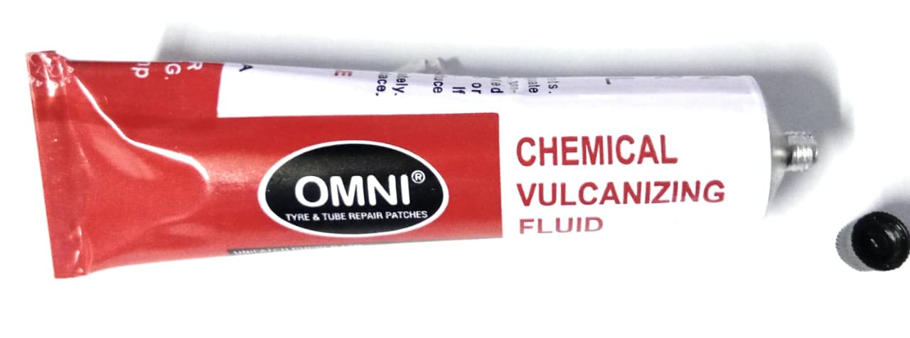 Omni Tyre & Tube Repair Patches Tiny Round 100 Pcs + CVF Solution 75ml | Alpha Tyre Tools