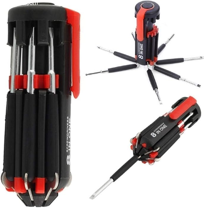 8-in-1 Screwdriver Set with LED Flashlight – Magnetic Multi-Bit Phillips Flat Torx | Alpha Tyre Tools