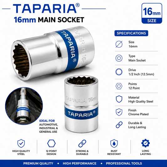 Taparia 16mm Impact Socket – 1/2 Inch Drive